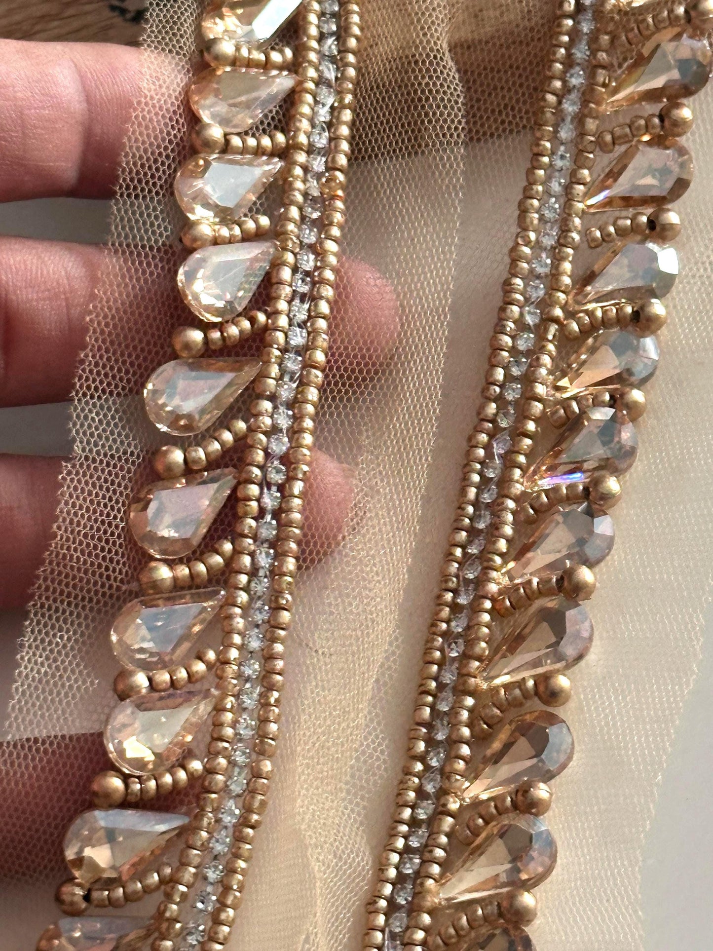 Crystal Pearl Beaded Trim Wedding Ribbon Bridal Belt Sash Pearl Shoulder Strap
