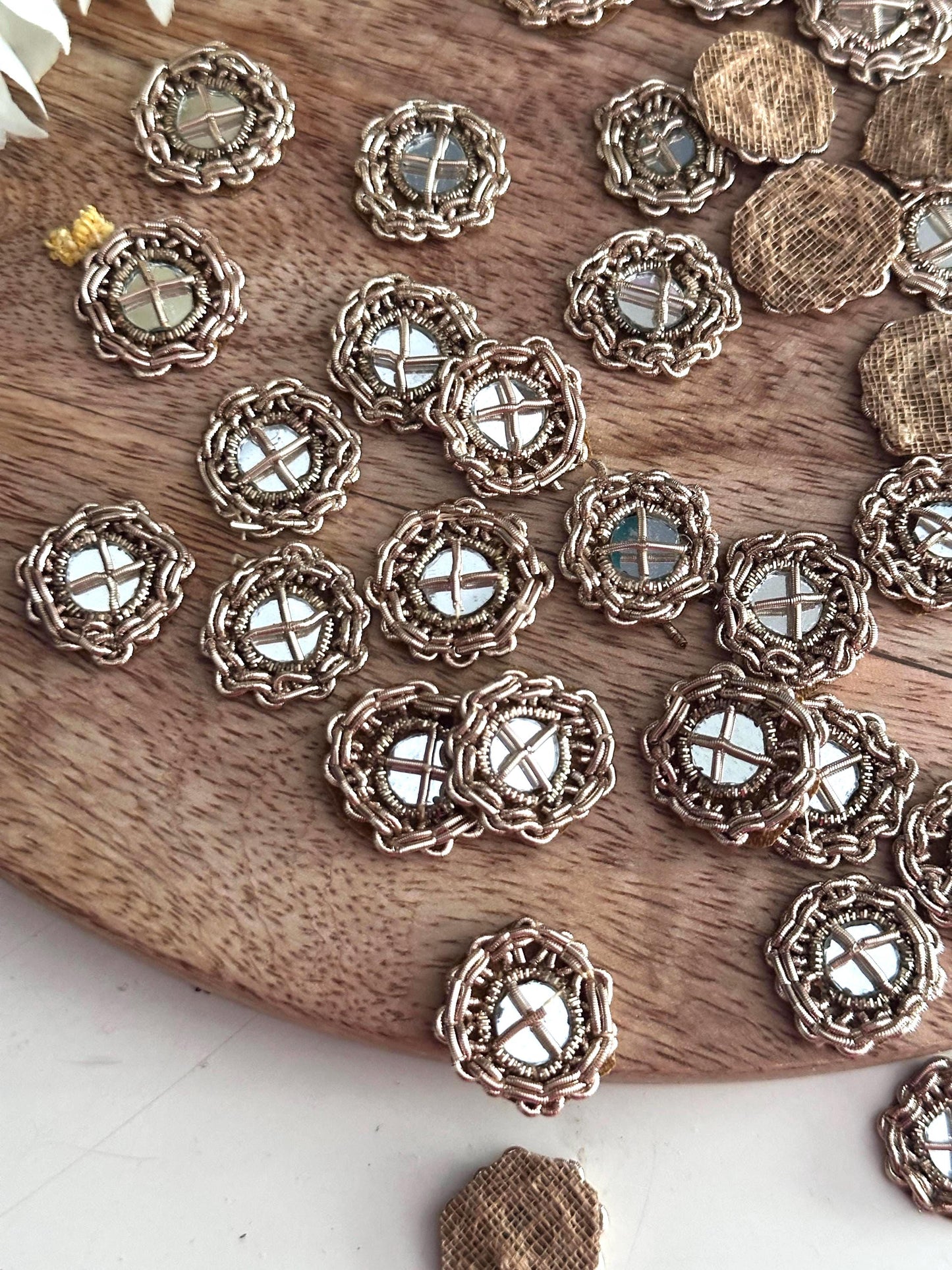 Gold Wire Frame Applique Mirror Embellished Patch Hand embroidered bullion Accessory