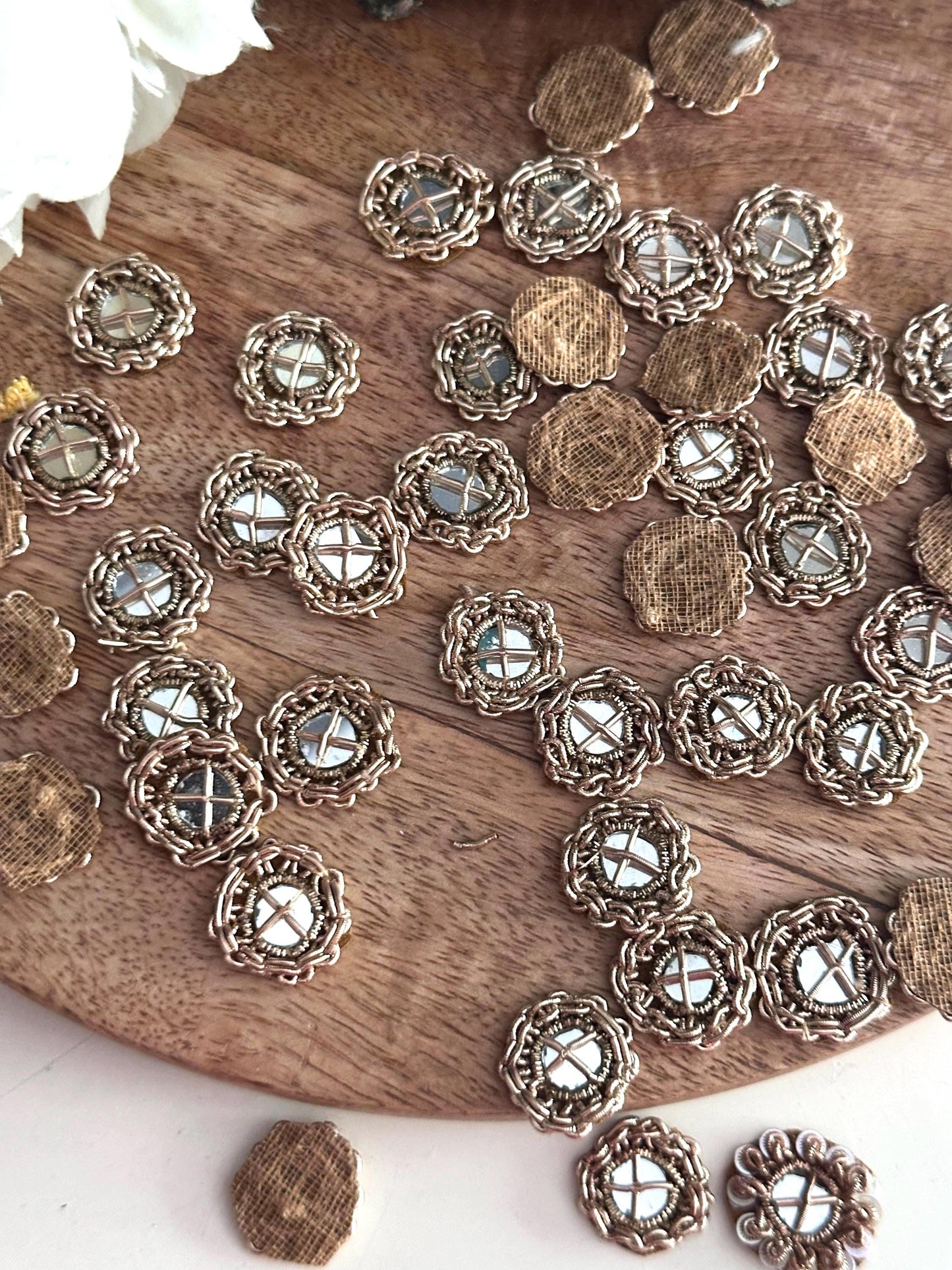 Gold Wire Frame Applique Mirror Embellished Patch Hand embroidered bullion Accessory