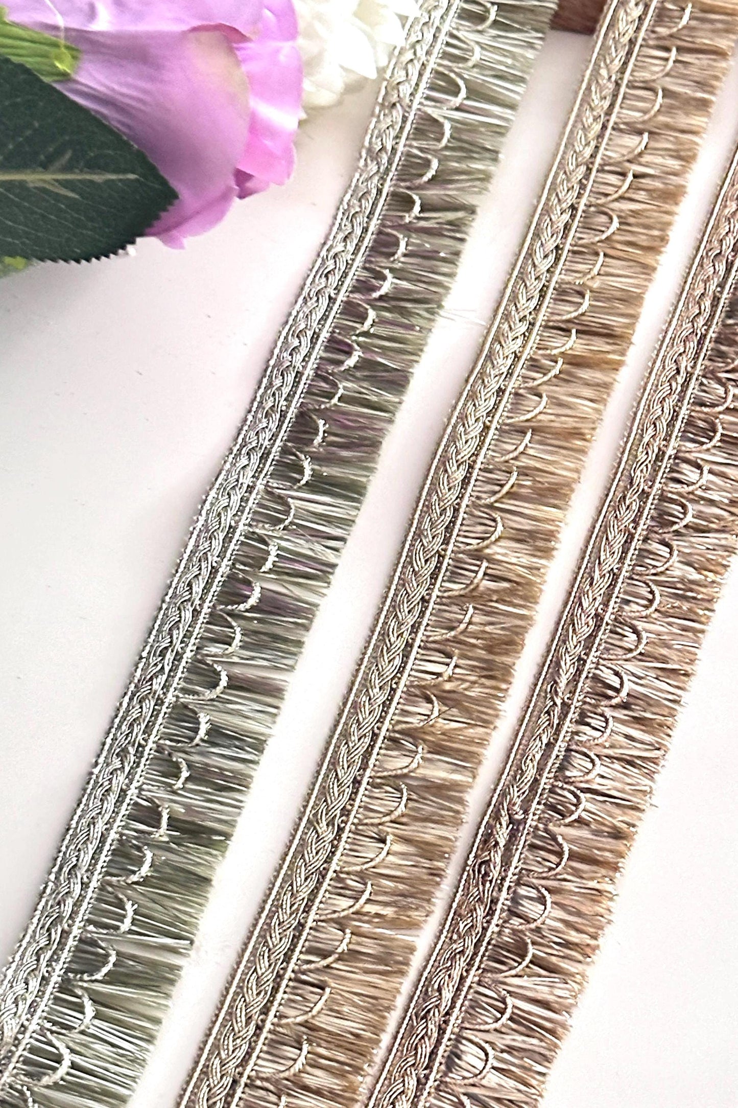 Gold Metallic Fringe Lace Embroidery Ribbon Trim Luxury Craft Lace for Sewing Wedding Dress Design Ethnic Wear DIY Fashion Home Accessory