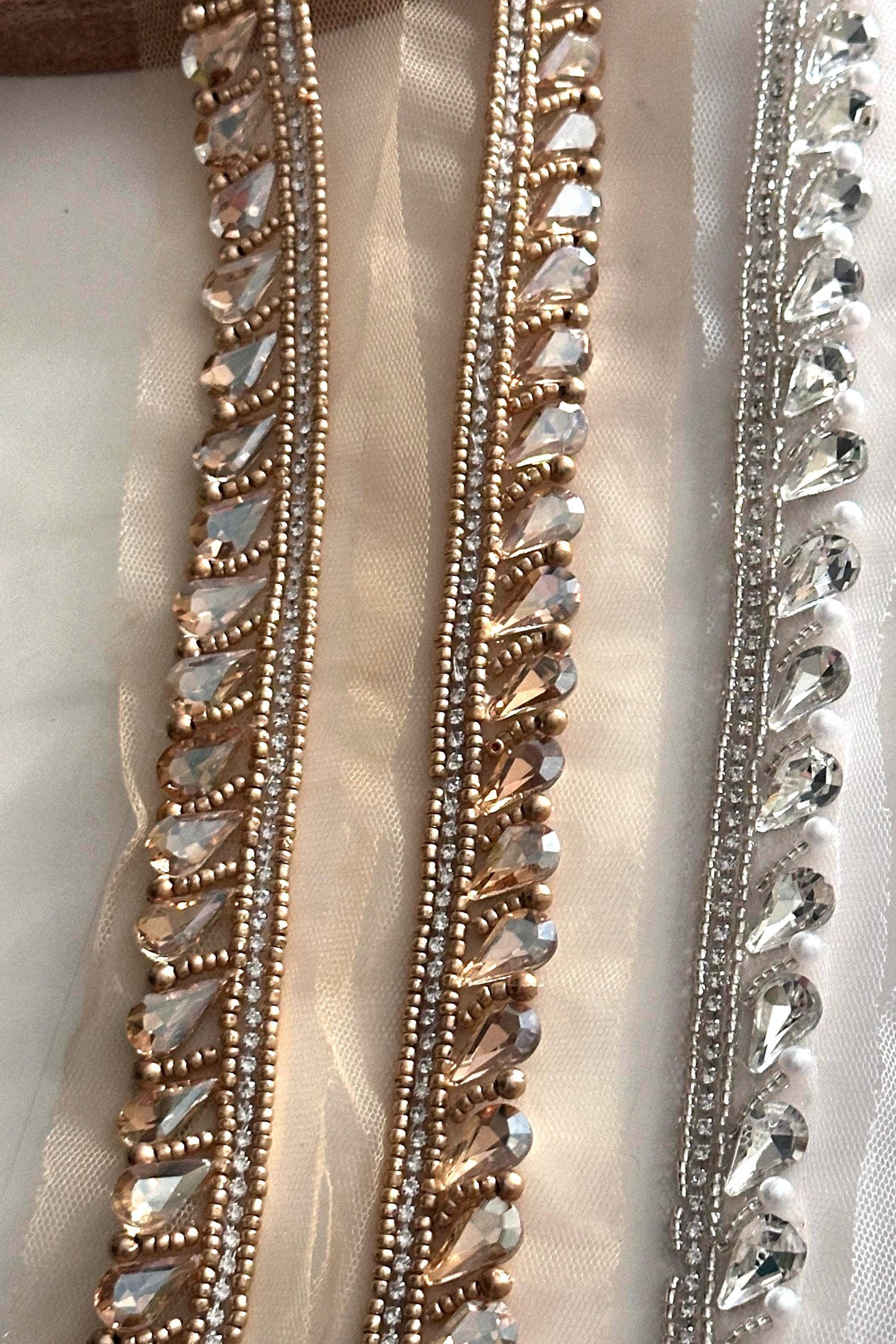 Crystal Pearl Beaded Trim Wedding Ribbon Bridal Belt Sash Pearl Shoulder Strap