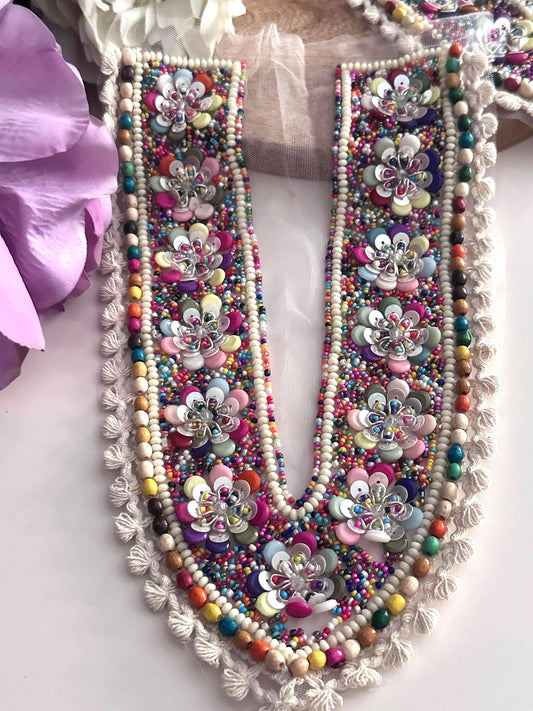 Floral 3D Bead Neck Applique