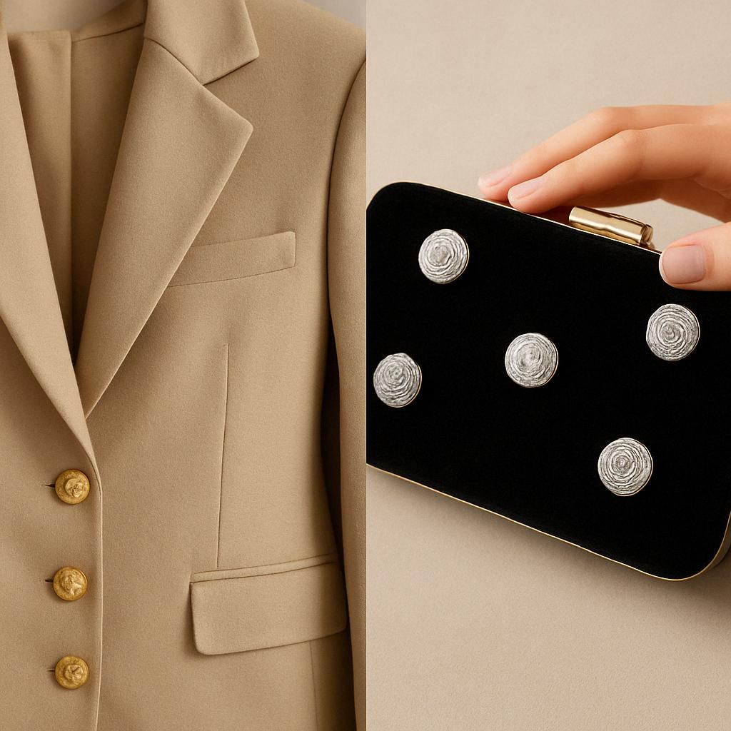 Embroidered Metallic Dome Button Applique