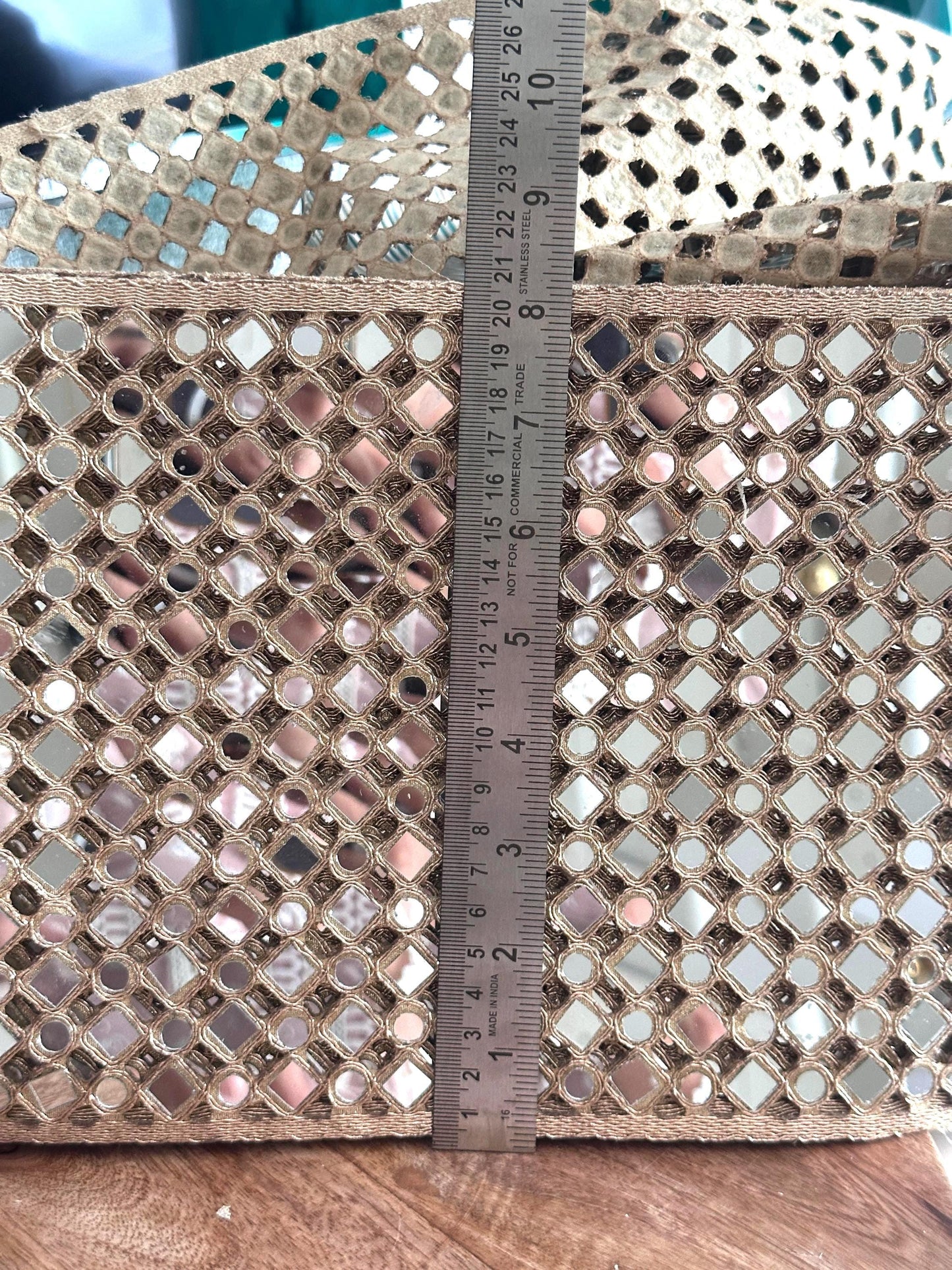 Gold Mirror Broad Belt Fabric for Costume Designer Handmade Embellished Skirt