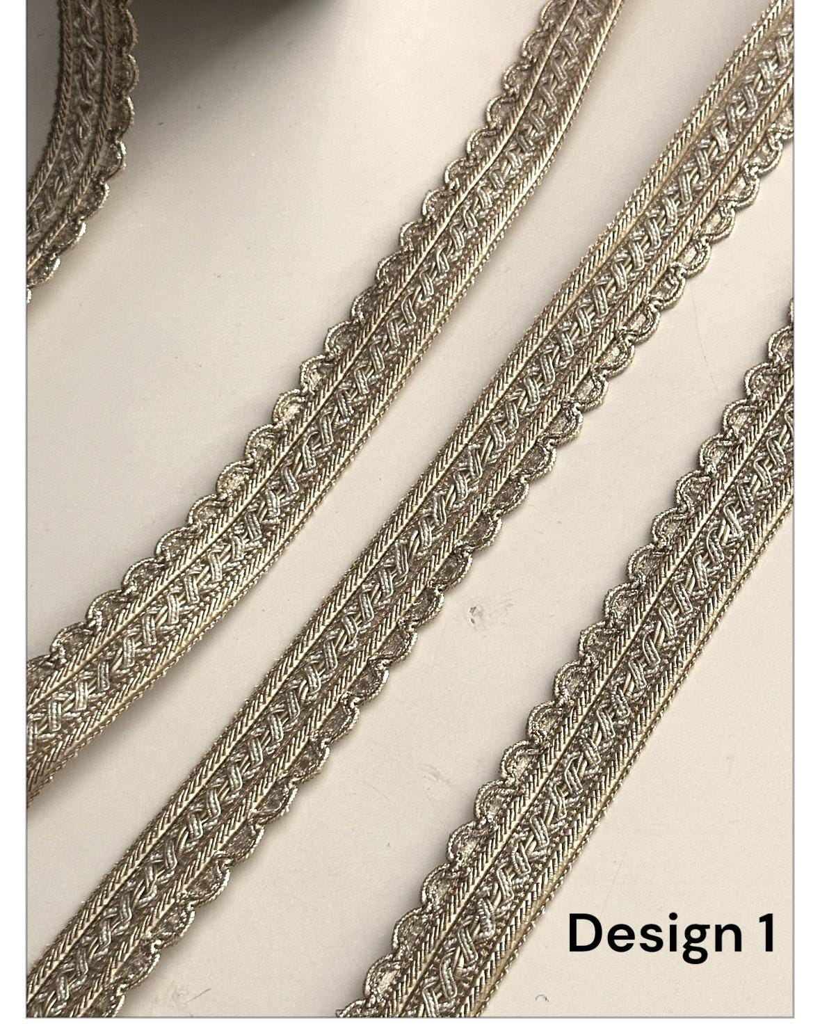 Gold Metallic Pearl Decorative Ribbon Beaded Embroidered Lace for Sewing Costume Embellishment Ribbon Wedding Dress Trim Decor & DIY Craft