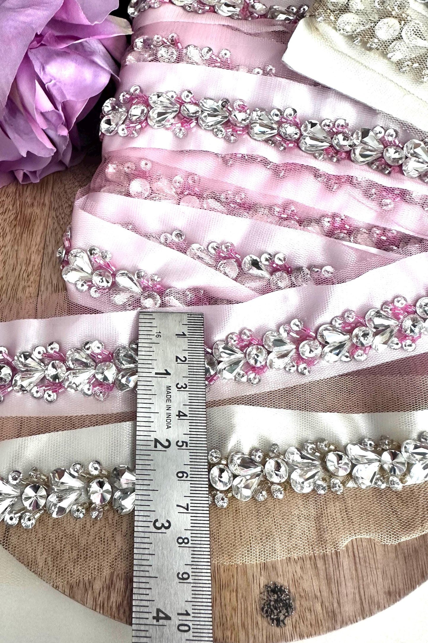 Bridal Veil Trim Handmade Luxury Rhinestone Crystal lace For Wedding Dress Bridesmaid