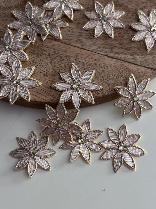 Gold Gota Trim Lace Flower Appliqué