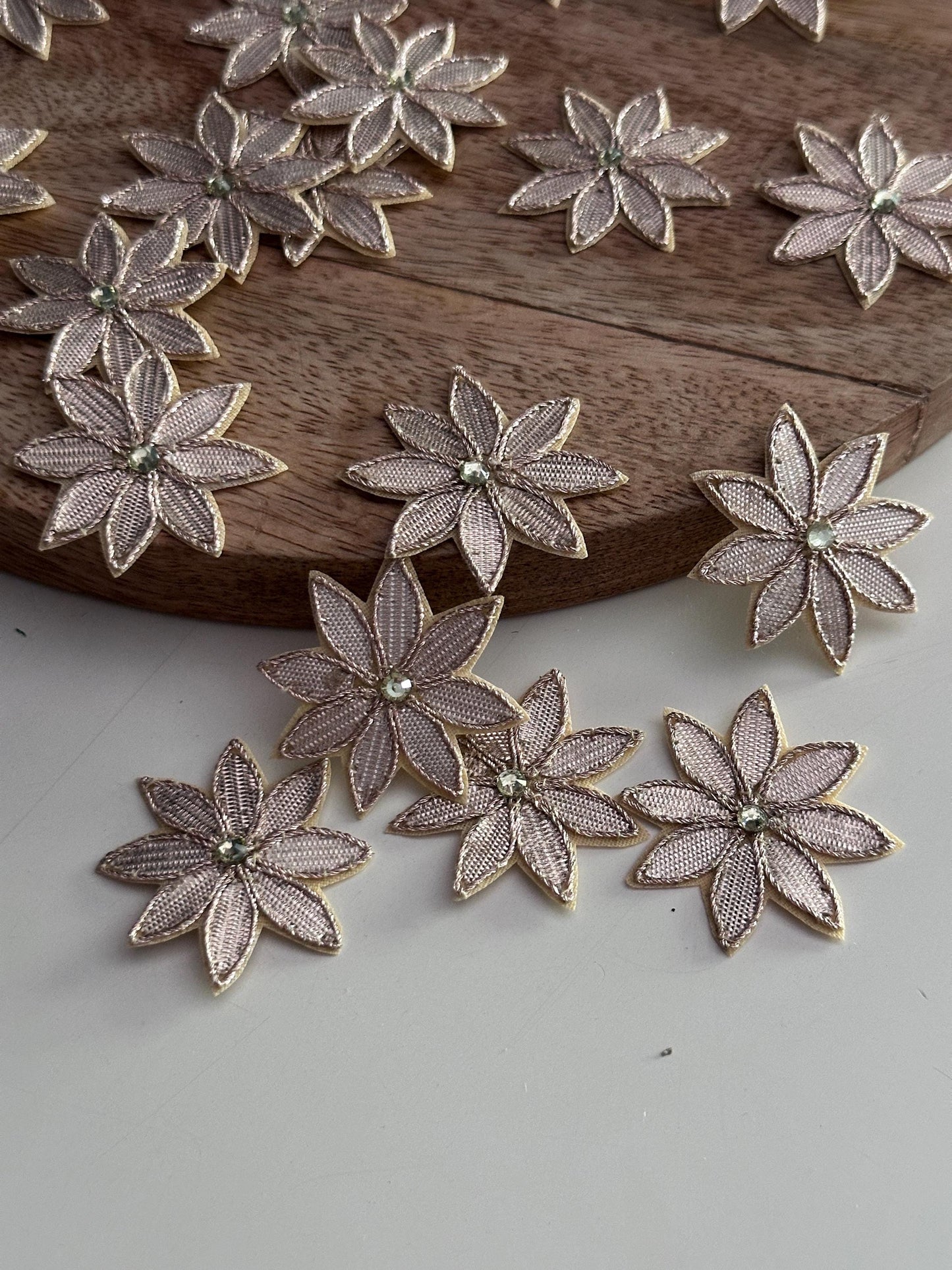 Gold Gota Trim Lace Flower Appliqué