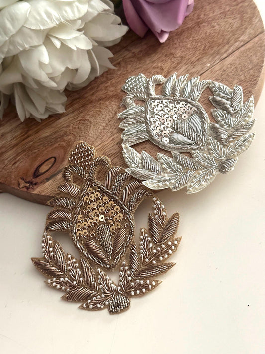 Hand Embroidered Zardozi Appliqué Patch