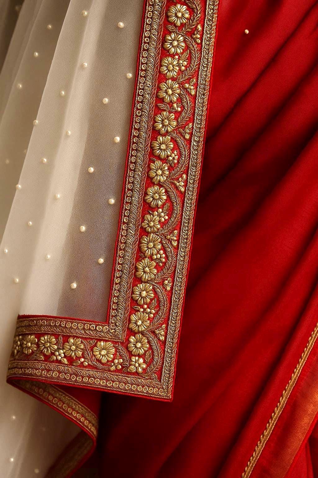 Luxury Red Zardozi Border Trim