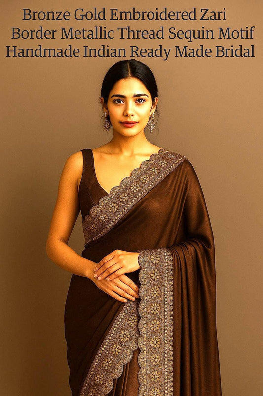 Bronze Gold Zari Embroidered Trim