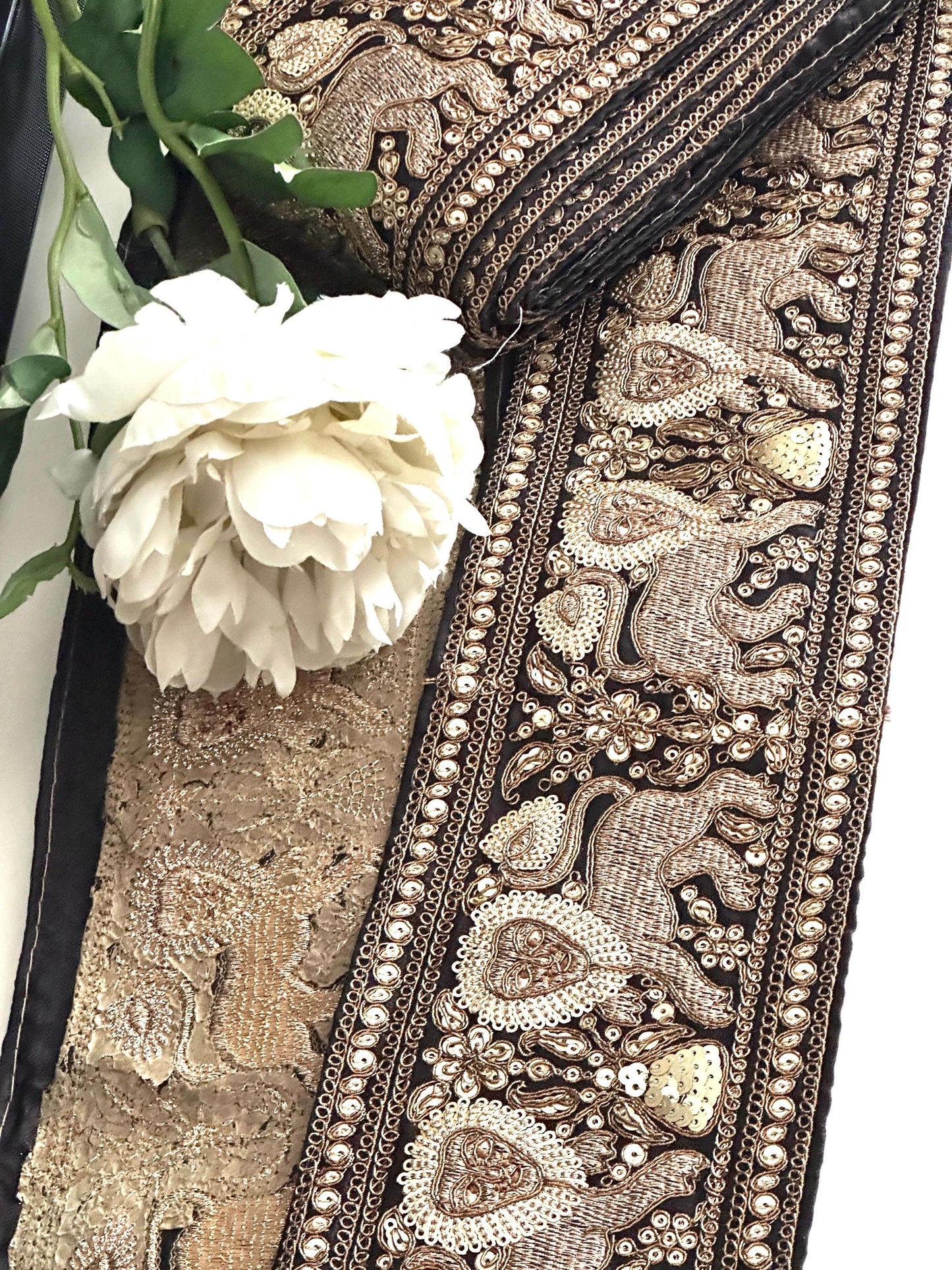 Royal Sabyasachi Inspired Zari Border Trim Black Hand Embroidered