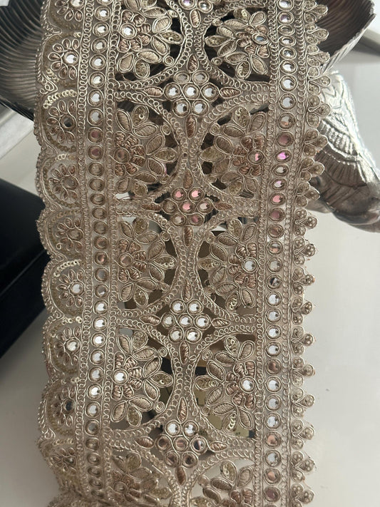 Sabyasachi Inspired Broad Zari Mirror Lace Trim