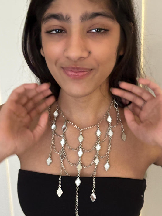 Silver Cascade Choker Necklace