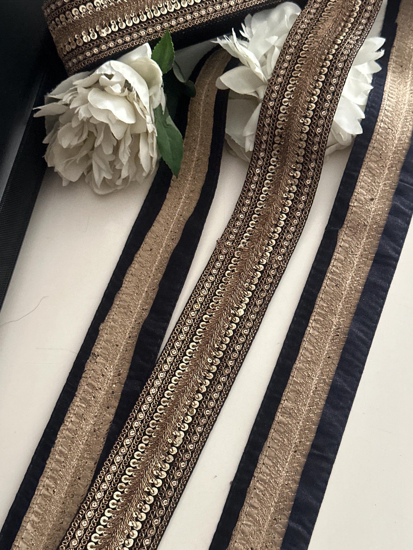 Luxury Black Gold Sequin Trim