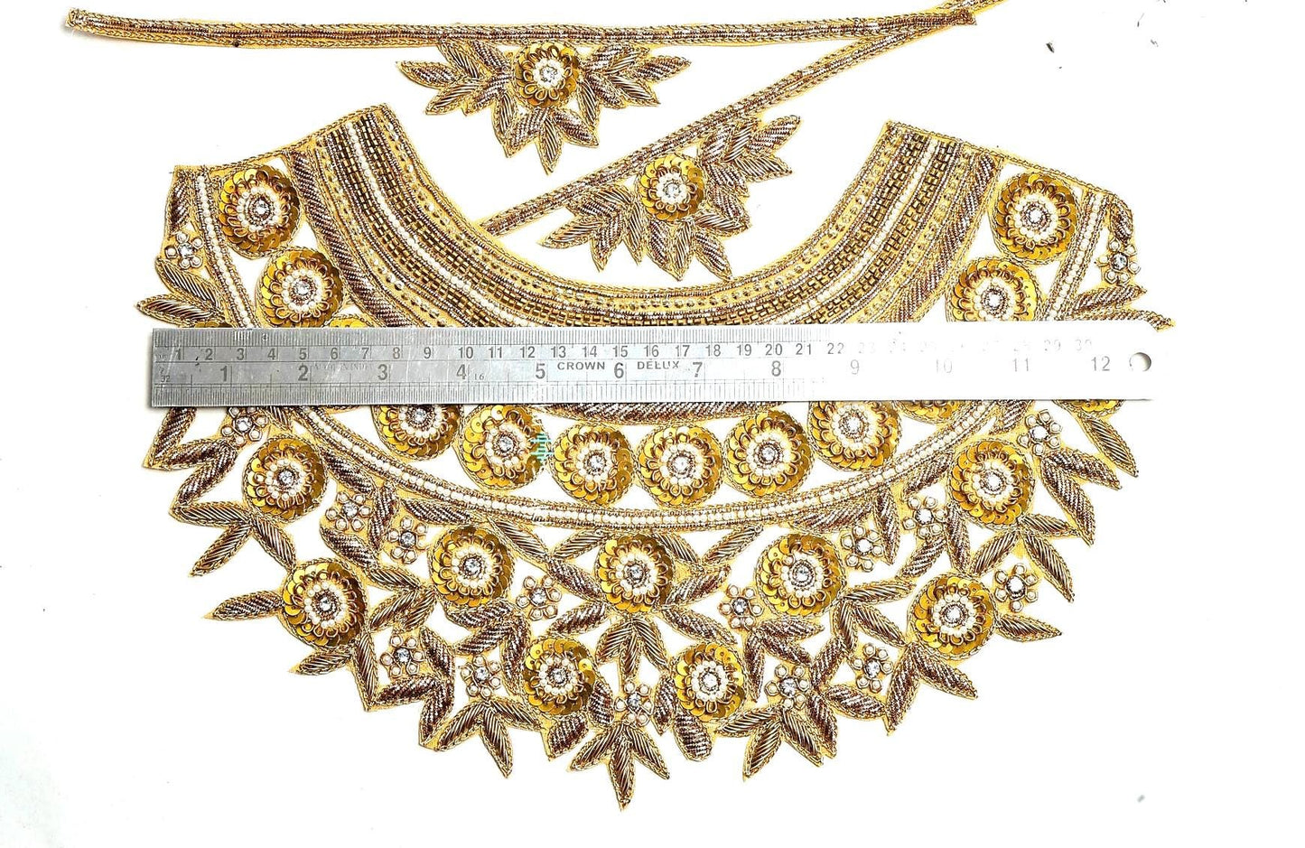 Hand Embroidered Sabyasachi Gold Neck Applique Patch
