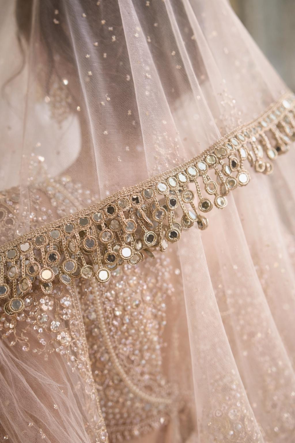 Gold Mirror Work Lace Trim Hand Embroidered Latkan