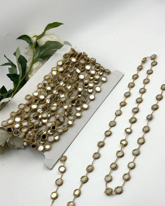 Mirror Lace Trim Gold Thread Mirror Work Chain