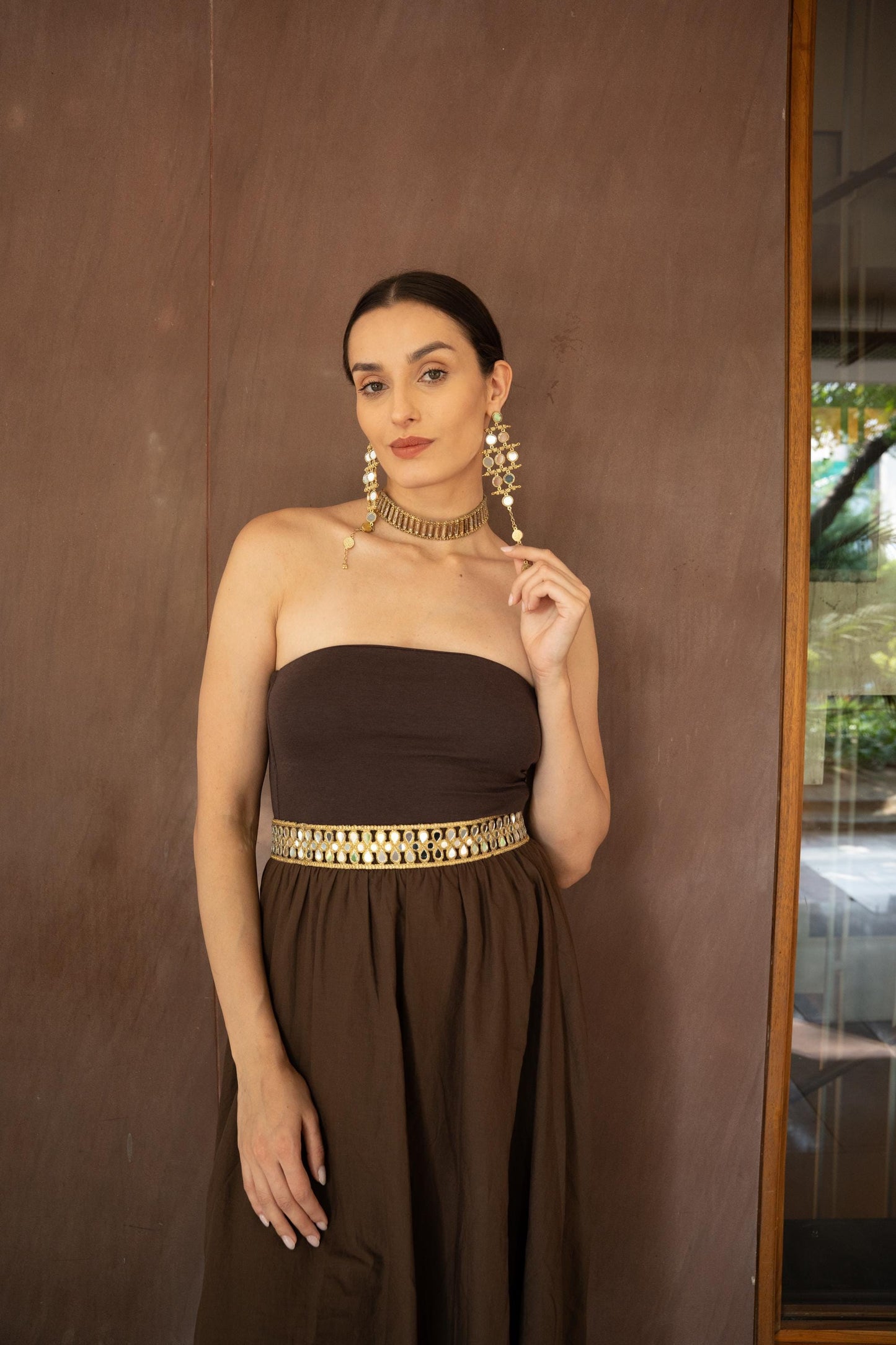 Handmade Green Enamel Gold Choker Necklace