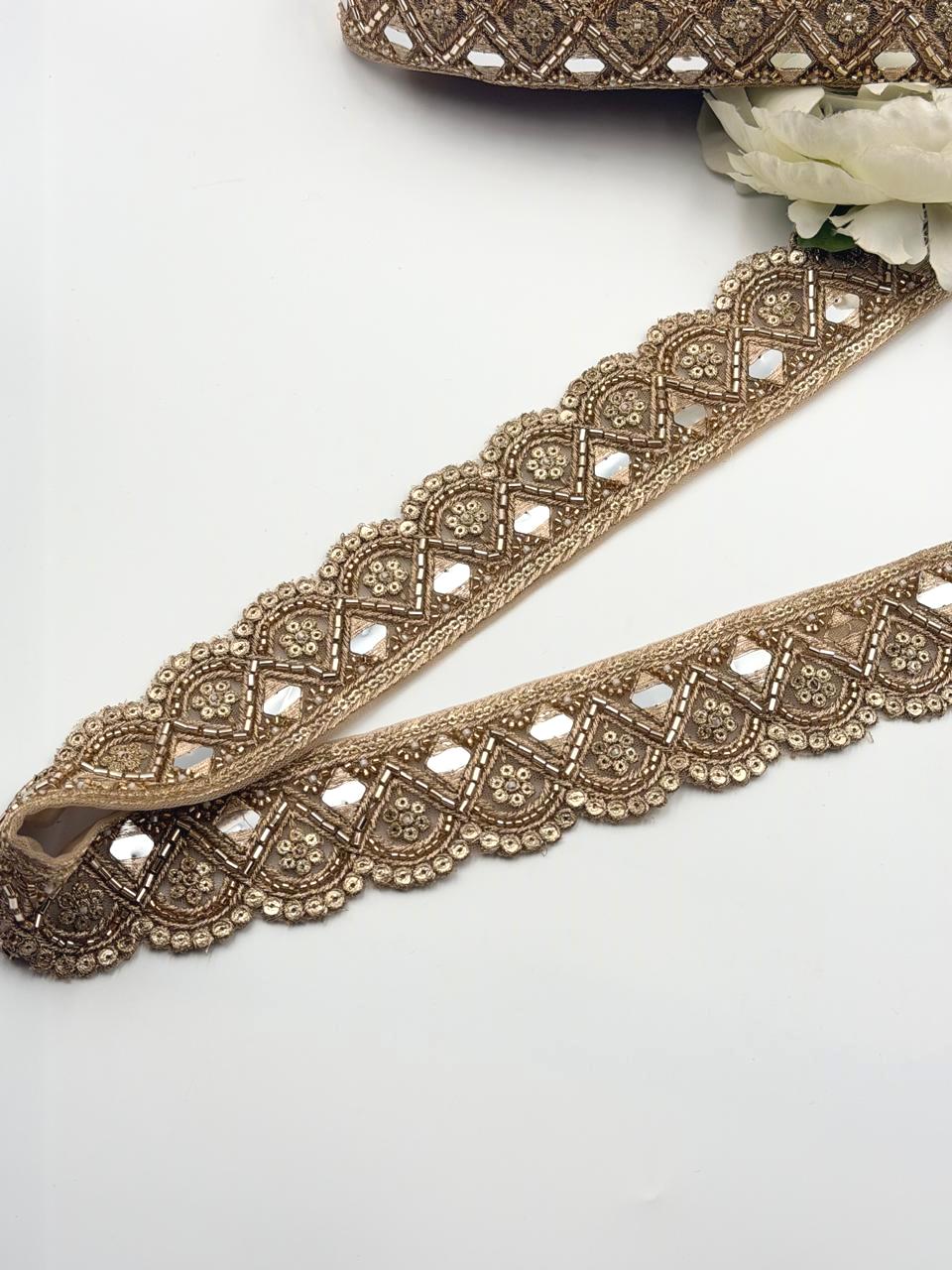 Runway Luxe Mirror Cutdana Lace Trim