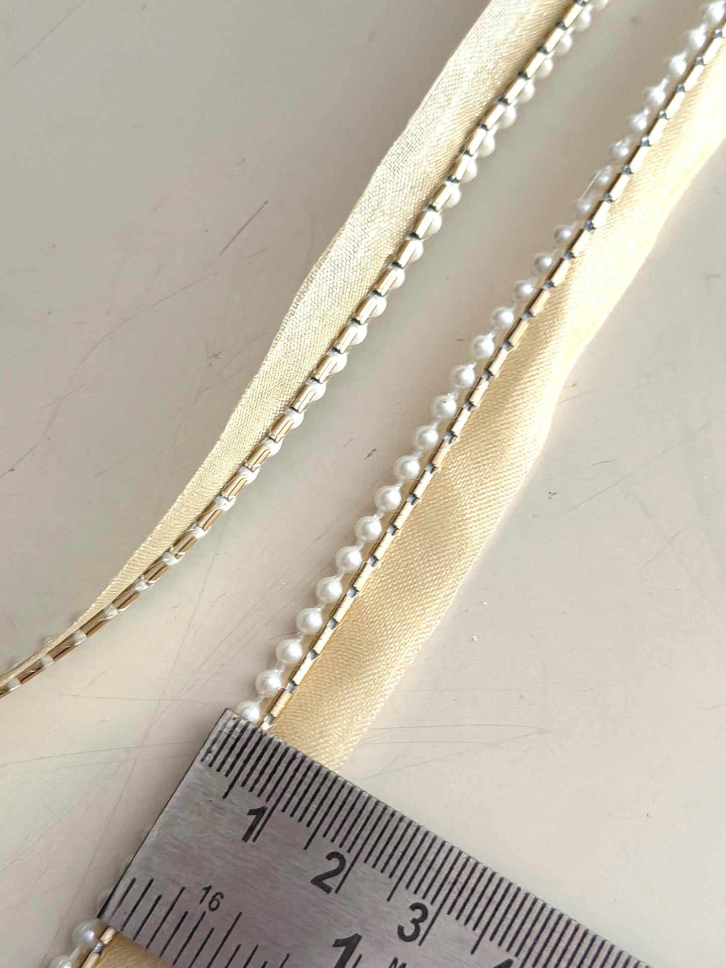 Pearl Beaded Ribbon Trim Ivory Crafting Lace
