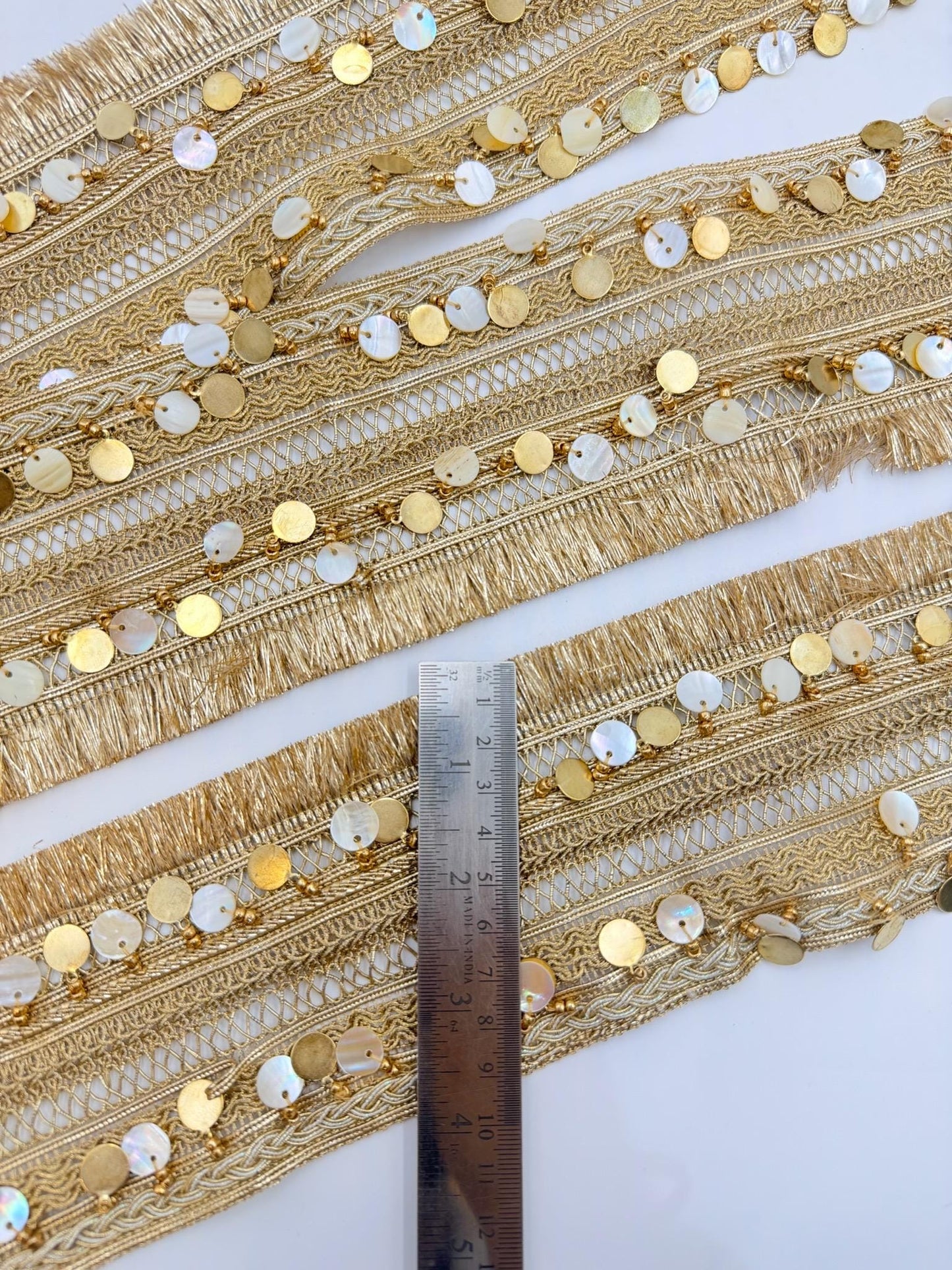 Champagne Gold Sequin Fringe Trim