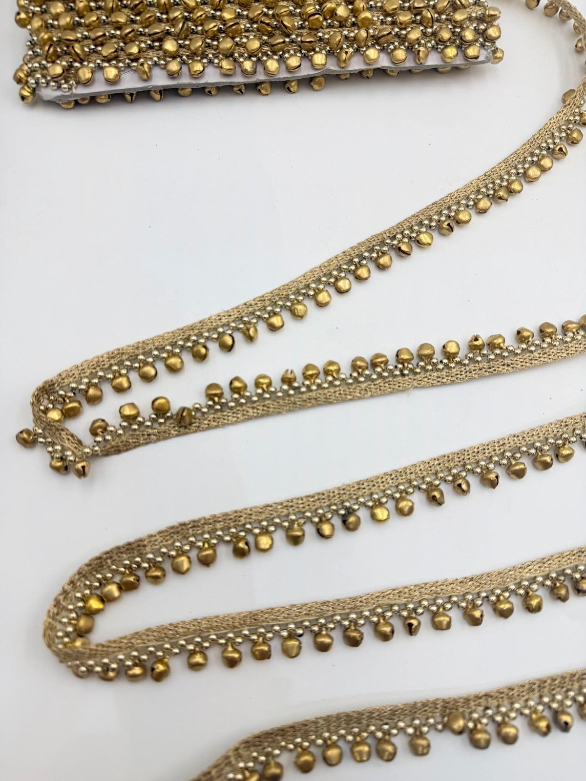 Handmade Ghungroo Lace Trim: Antique Gold Bell Border