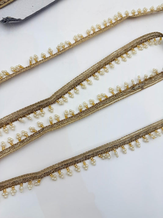 Champagne Gold Pearl Beaded Trim