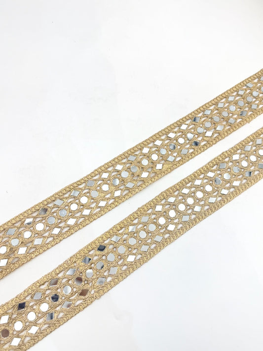 Scalloped Mirror Trim Ribbon Gold Wave Braid