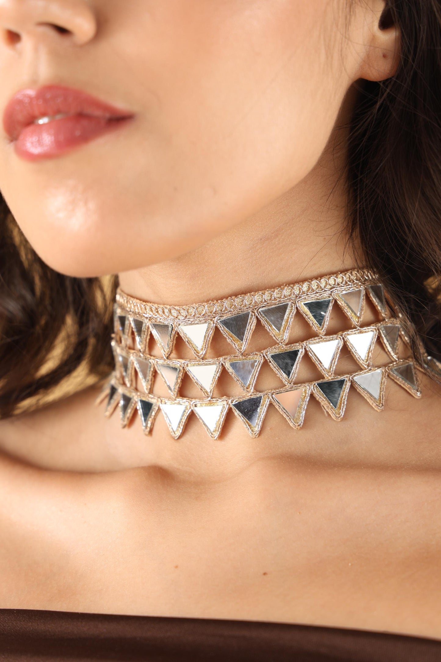 Rose Gold Choker Necklace Belt Combo – Gothic Lace Statement Choker – Handmade Adjustable Fabric Party Necklace – Gift for Her