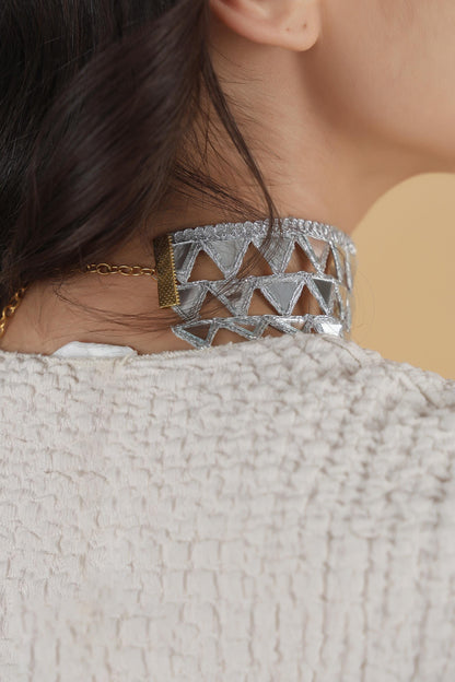 Boho Lace Choker Necklace Gothic Festival Jewelry  Handmade Silver Gold Choker