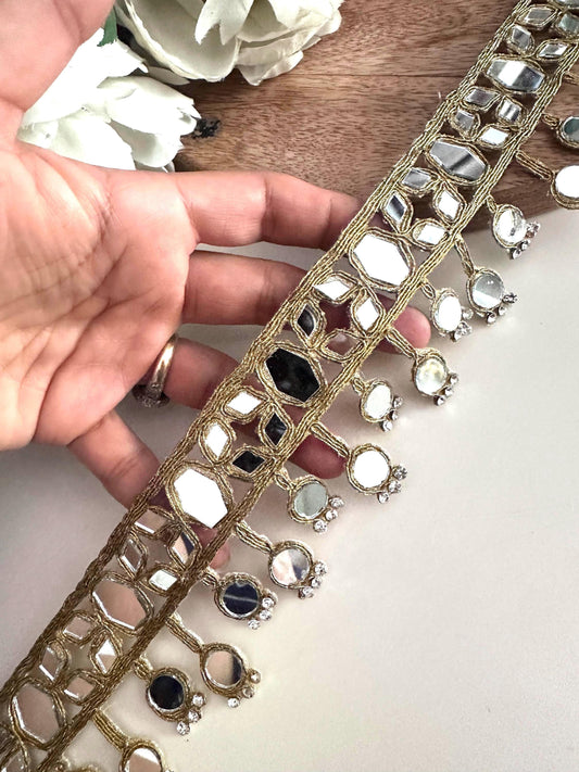 Handmade Indian Mirror Belt Jewelry Gold Embroidered Mirror Waist Belt for Saree Lehenga Flamenco Fiesta Outfit Boho Festival Belt Spain