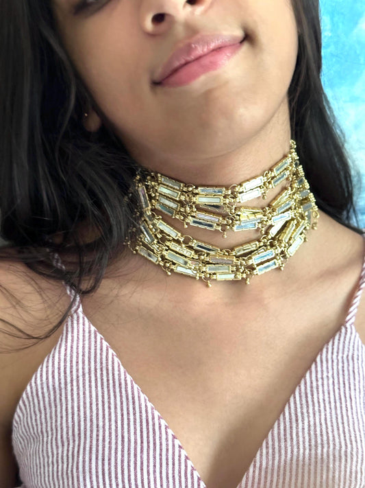 Wear it 2 Ways Glass Crystal Choker Belt luxury Statement Metal Jewelry  Bridal Waist Belt & Necklace  Adjustable Gold Chain Belt