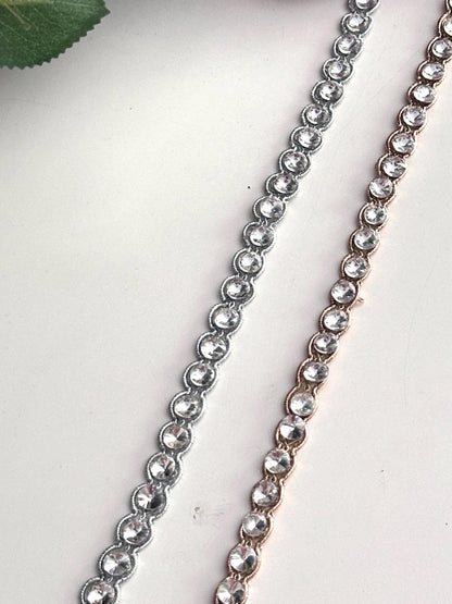 Silver Rose Gold Rhinestone Chain Trim Crystal Cup Chain for Costume Edging Lace Jewelry Design Making Bridal Decor Ribbo DIY Sewing Project