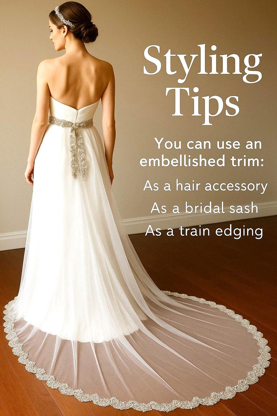 Rhinestone Beaded Lace Trim Silver