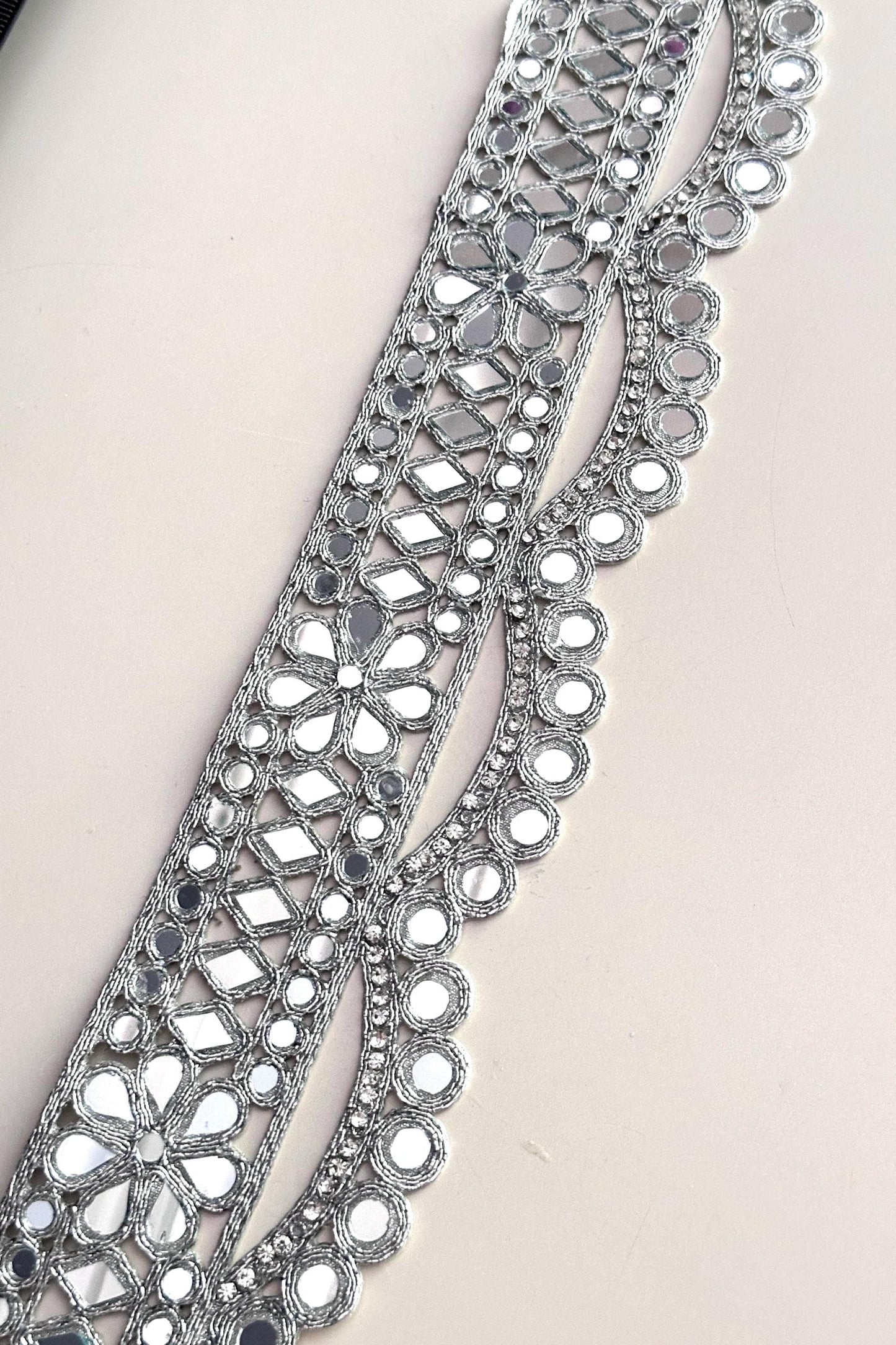 Crystal Zircon Lace Trim Silver