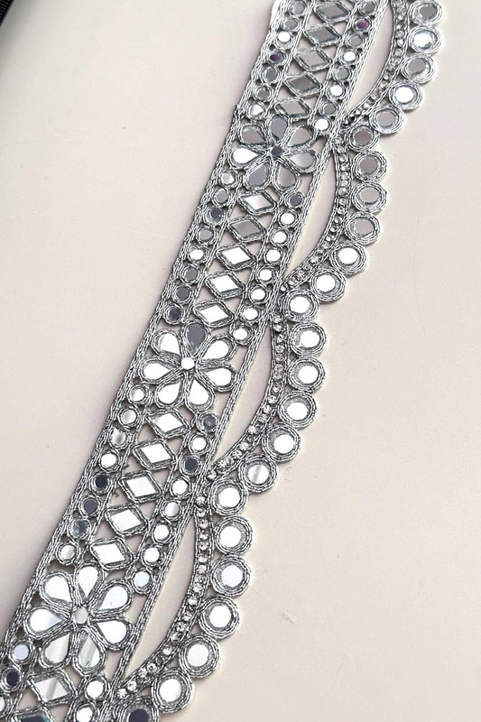 Crystal Zircon Lace Trim Silver