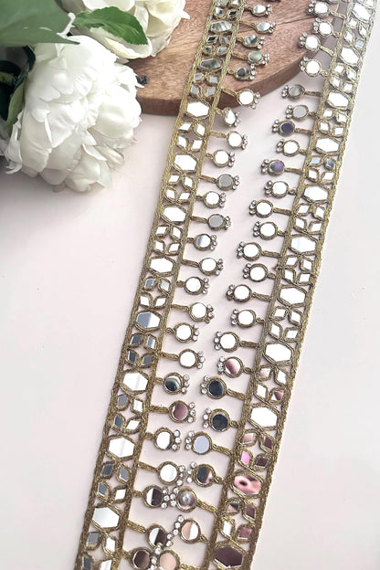 Handmade Indian Mirror Belt Jewelry Gold Embroidered Mirror Waist Belt for Saree Lehenga Flamenco Fiesta Outfit Boho Festival Belt Spain