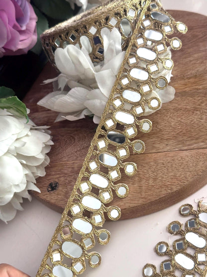 Gold Mirror Belt Jewelry Handmade Saree Belt, Bridal Waist Chain, Corset Wear Accessory, Ethnic Jewelry Trim, Headband set, Chokers