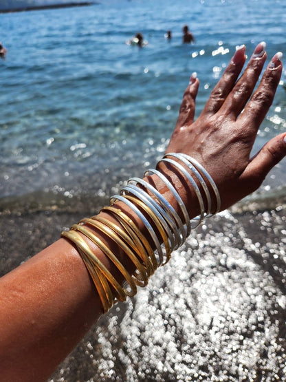 Handcrafted Silver Bangle Lightweight Stackable Arm Jewelry for Women Modern Spiral Boho Adjustable Cuff for Everyday or Holiday Looks