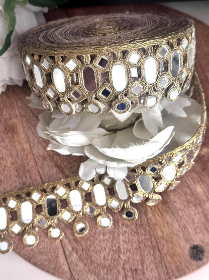 Gold Mirror Belt Jewelry Handmade Saree Belt, Bridal Waist Chain, Corset Wear Accessory, Ethnic Jewelry Trim, Headband set, Chokers