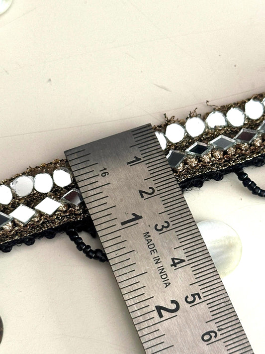 Mirror Sequin Shell Trim Boho Reflective Border for Costume Dancewear Resort Wear Belly Dance Festival Fashion