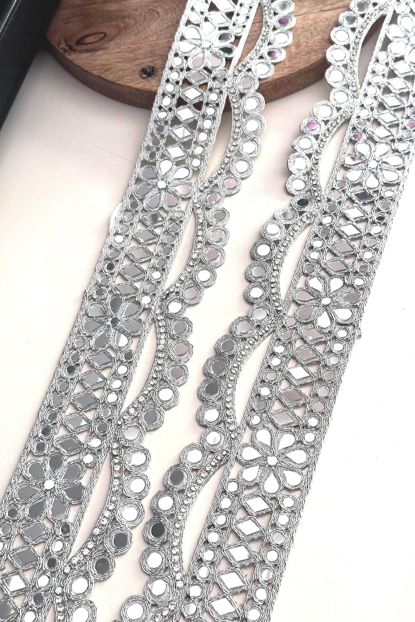 Crystal Zircon Lace Trim Silver