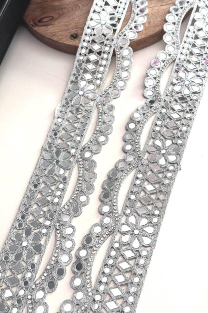 Crystal Zircon Lace Trim Silver