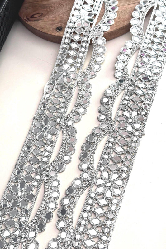 Crystal Zircon Lace Trim Silver