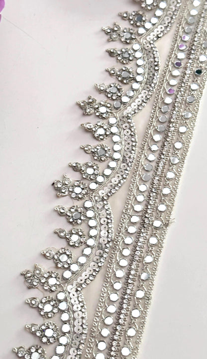 Crystal Mirror Zircon Sequin Trim Gold