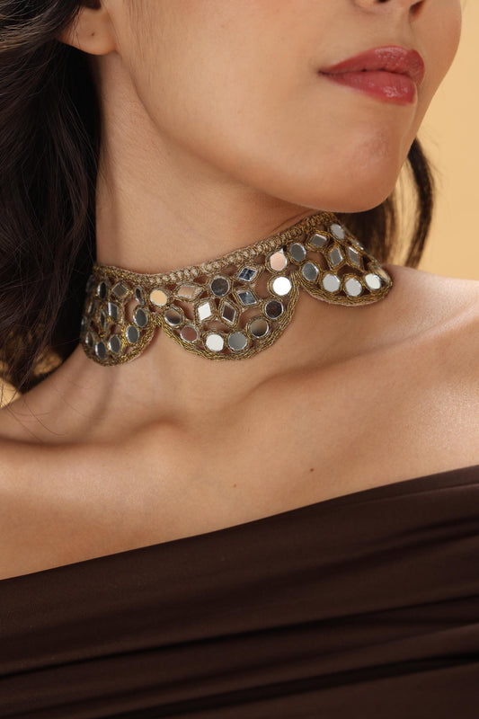 Gold Lace Choker Necklace – Handmade Vintage Boho Gothic Jewelry – Mother Daughter Gift – Bridesmaid Party Accessory