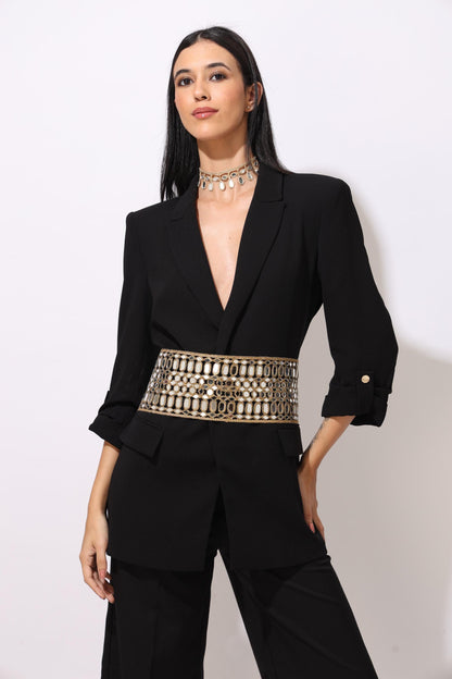 Mirror Work Statement Waist Belt Jewelry for Dress Saree Jumpsuit Embellished Mirror Crystal Waistband Festive Wedding Accessory Belt