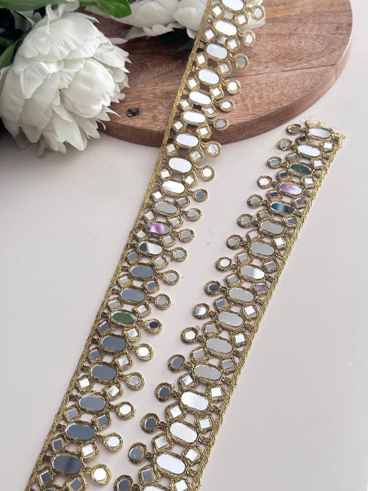 Gold Mirror Belt Jewelry Handmade Saree Belt, Bridal Waist Chain, Corset Wear Accessory, Ethnic Jewelry Trim, Headband set, Chokers