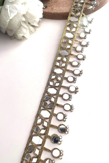Handmade Indian Mirror Belt Jewelry Gold Embroidered Mirror Waist Belt for Saree Lehenga Flamenco Fiesta Outfit Boho Festival Belt Spain
